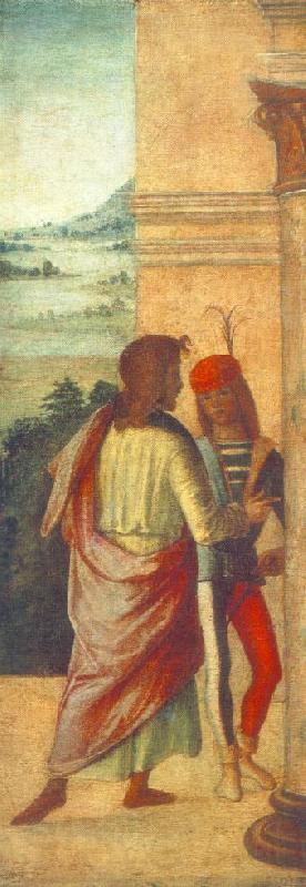 COSTA, Lorenzo Two Young Man at a Column (detail) dfg Spain oil painting art